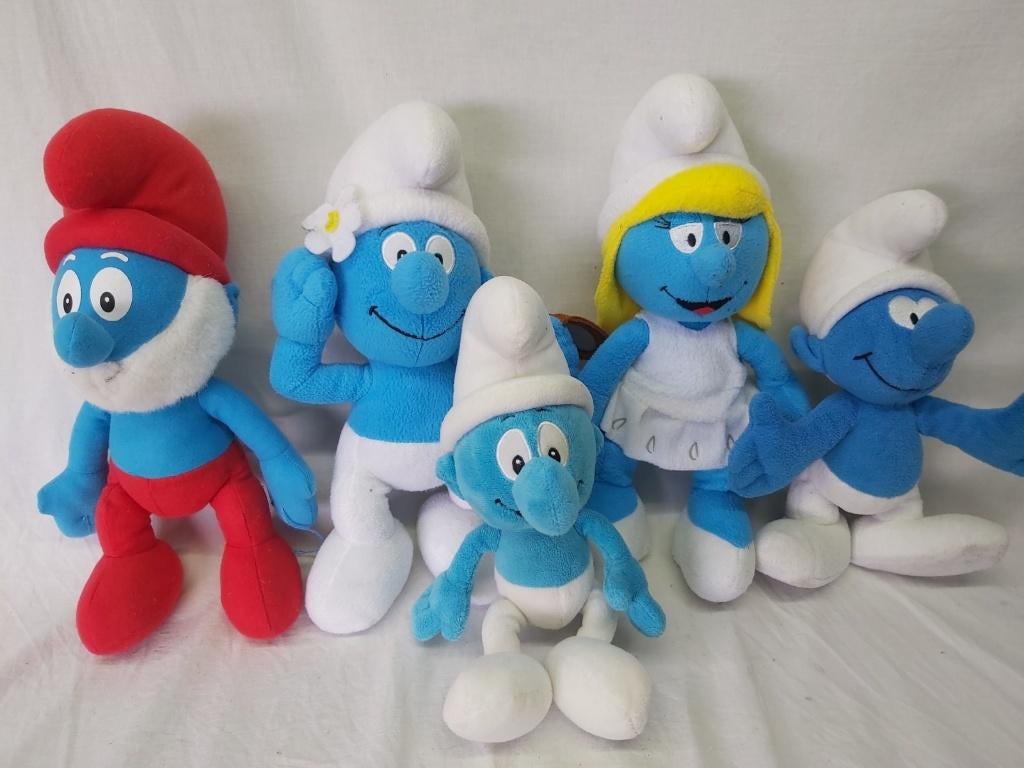 5 knuffels Smurfen ongeveer 30cm hoog, Verzamelen, Smurfen, Ophalen of Verzenden, Zo goed als nieuw, Verschillende Smurfen, Poppetje, Figuurtje of Knuffel