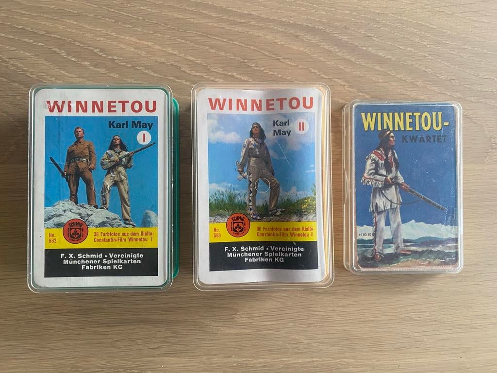 3x Vintage winnetou- kwartet spelen, Ophalen of Verzenden, Gebruikt, Kwartet(ten)