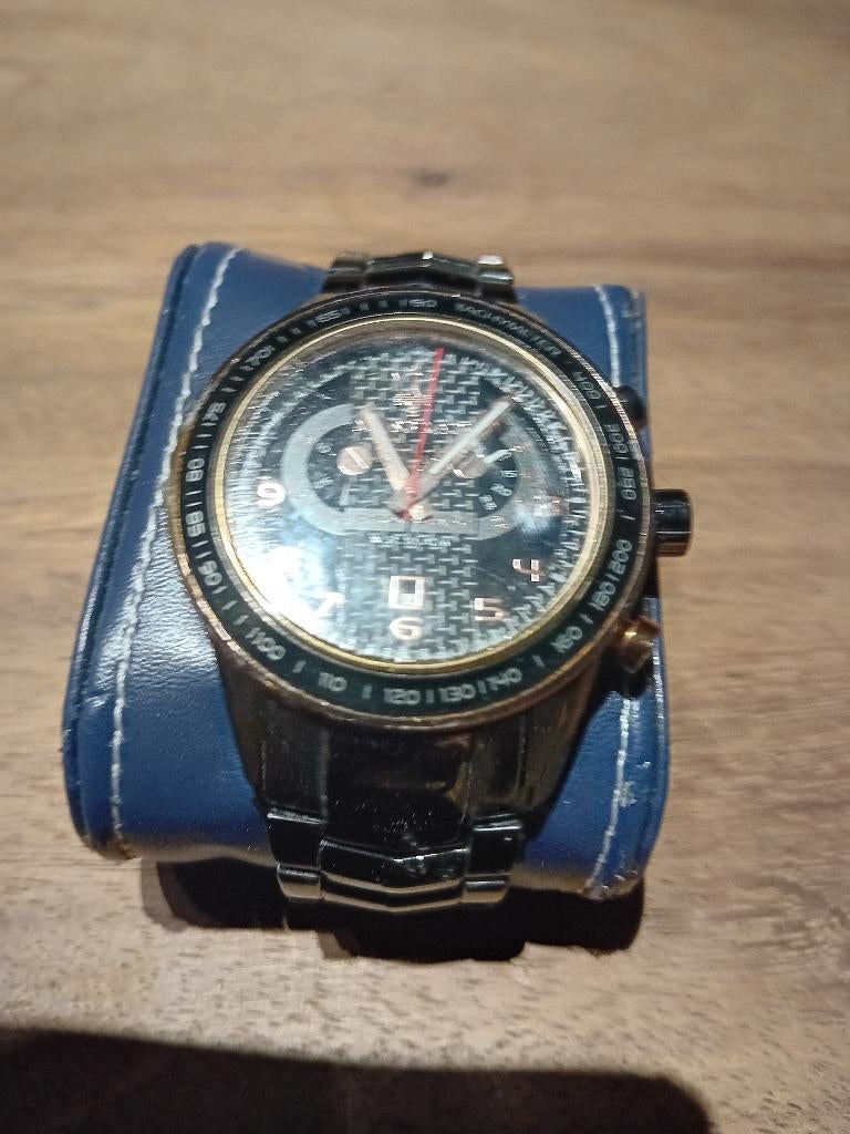 Maserati horloge zwart, Sieraden, Tassen en Uiterlijk, Horloges | Heren, Ophalen of Verzenden, Gebruikt, Staal, Overige merken