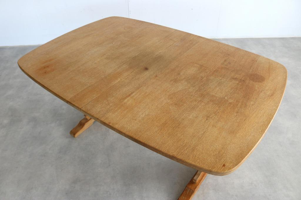 brutalist eettafel | vintage tafel | eiken | verlengbaar, Gebruikt, ., Eikenhout, Vijf personen of meer