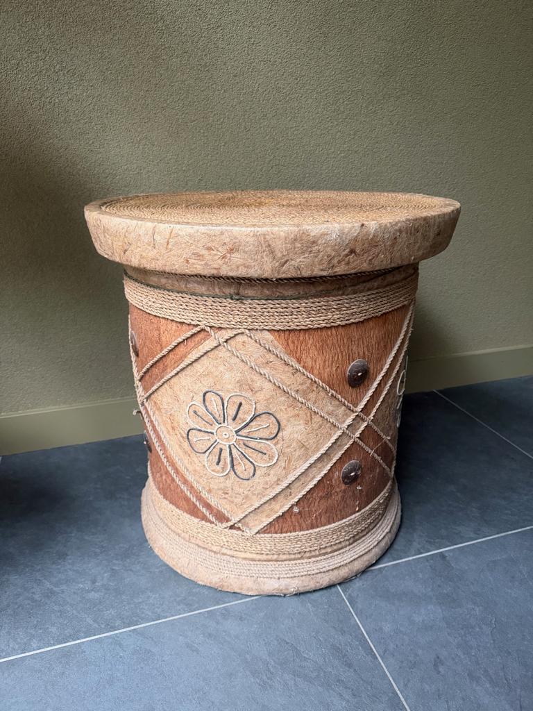 Tafel Bijzettafel keramisch met touw uit Bali Indonesie, Ophalen, Overige materialen, Verburgt Vintage, 50 tot 100 cm