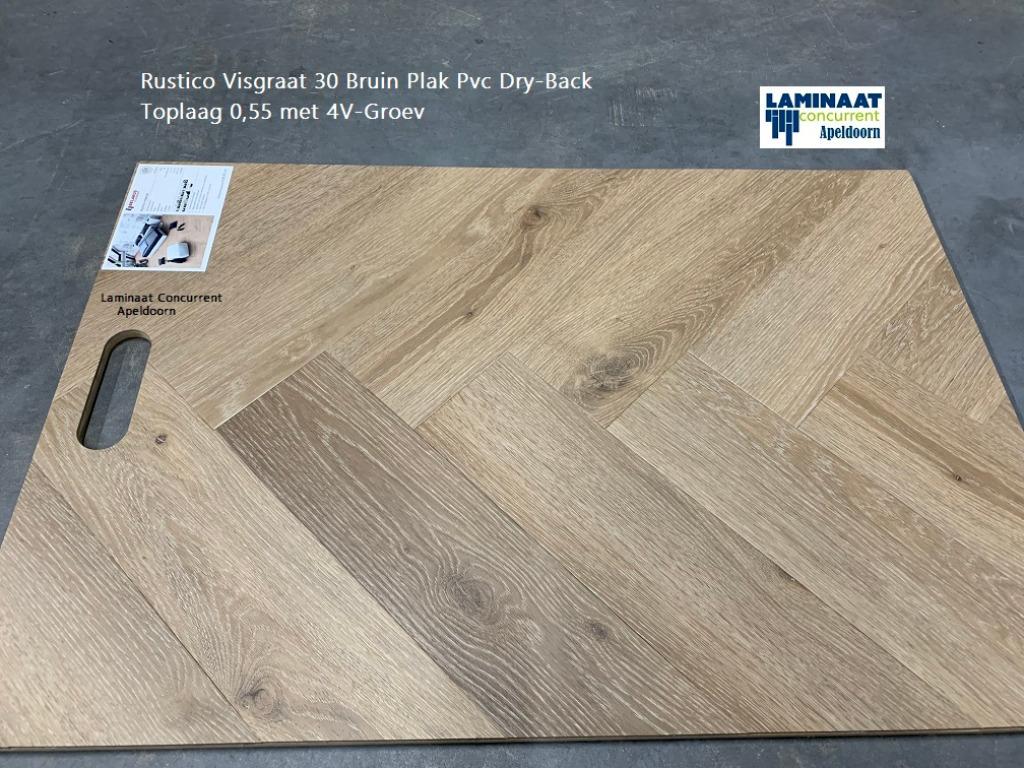 Belakos Visgraat Pvc Plak laminaat Rustico 50 Natuur Eik, Bruin, 75 m² of meer, Ophalen of Verzenden, Zo goed als nieuw