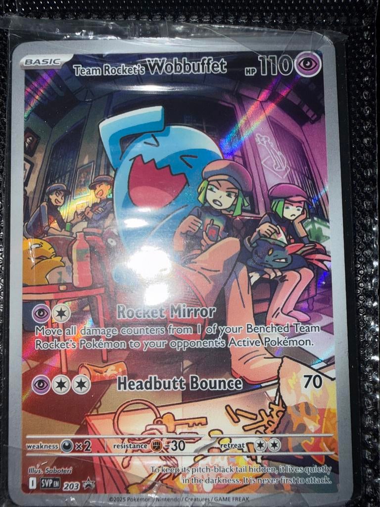 Team Rocket's Wobbuffet - Zeldzame Pokémonkaart, Ophalen of Verzenden, Zo goed als nieuw, Losse kaart, Foil