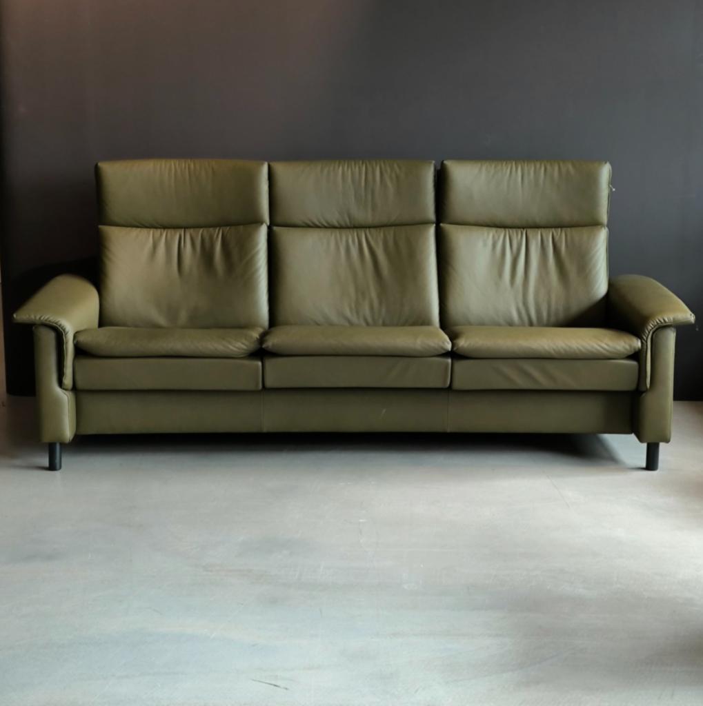 NIEUW: Stressless 3-zitsbank Aurora Leer Groen, Ophalen, Rechte bank, Modern, Design, Driepersoons