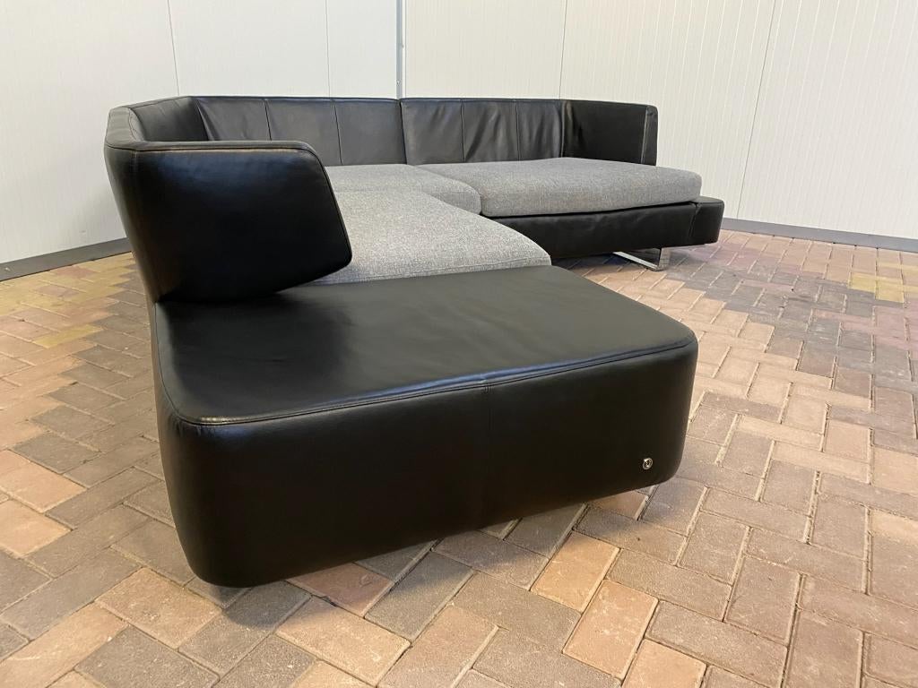 Natuzzi Opus Zwart Echt Leer Premium Design Hoekbank, 250 tot 300 cm, Italiaanse, Modern, Premium, Hoekbank, 75 tot 100 cm