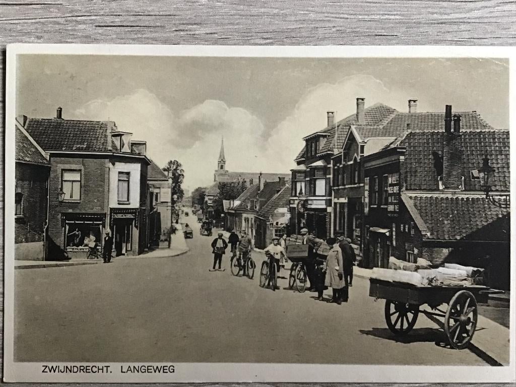 Zwijndrecht Langeweg 1927, Verzamelen, Ansichtkaarten | Nederland, Ophalen of Verzenden, 1920 tot 1940, Gelopen, Zuid-Holland