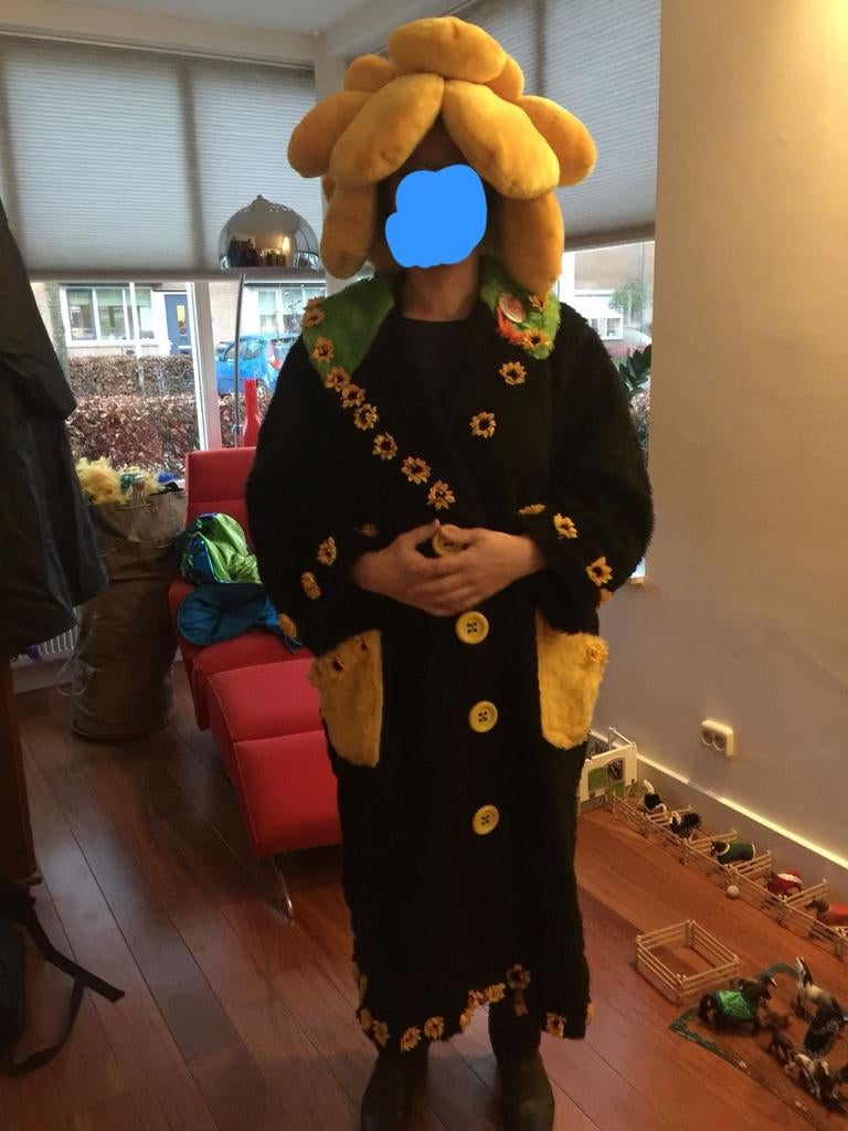 Carnavalsjas met zonnebloemen en bloemenmuts, Kleding | Dames, Carnavalskleding en Feestkleding, Carnaval, Ophalen of Verzenden