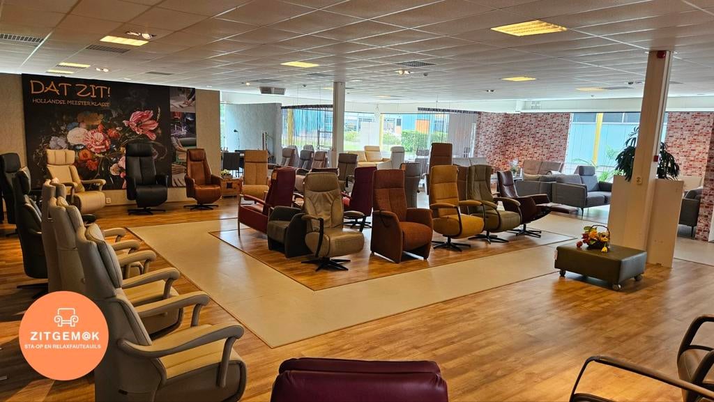 Grote voorraad sta op stoelen en relax fauteuils, Gebruikt, Bruin, Ophalen of Verzenden, Modern