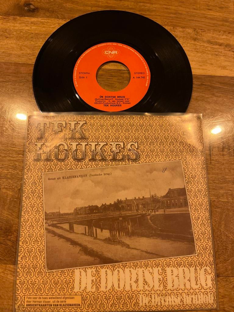 Tek Houkes - De Dortse Brug Single, Cd's en Dvd's, Vinyl Singles, Gebruikt, Single, Nederlandstalig, 7 inch, Ophalen of Verzenden