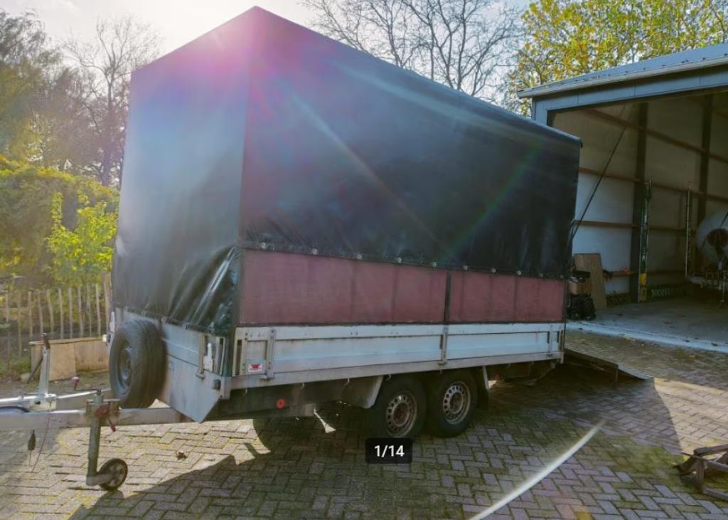 Grote huifaanhanger Anssems 2700KG 4 meter lang, Auto diversen, Aanhangers en Bagagewagens, Ophalen, Gebruikt