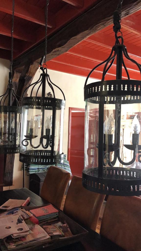 3stuks Handgemaakte Smeedijzeren Hanglamp, Ophalen of Verzenden, Nieuw, Metaal, 50 tot 75 cm