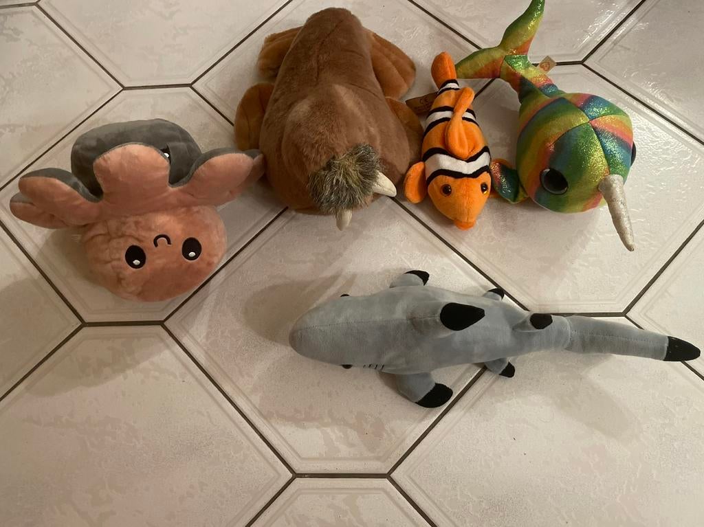Walrus goudvis haai eenhoorn dolfijn knuffels pluche, Kinderen en Baby's, Speelgoed | Knuffels en Pluche, Ophalen of Verzenden