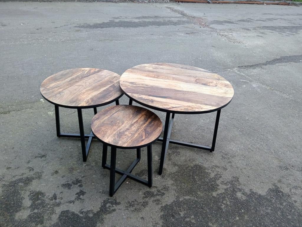 Set van 3 bijzettafels, Ophalen of Verzenden, Rond, Minder dan 55 cm, 45 tot 60 cm