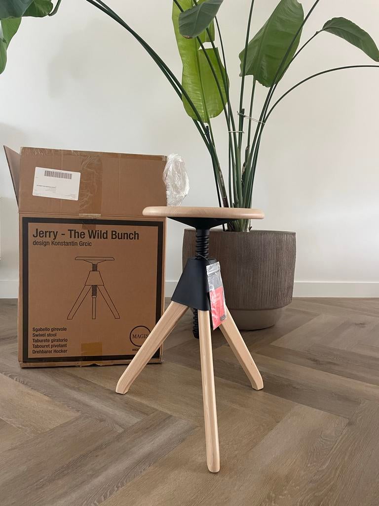 Magis Jerry Kruk - Beuken met Zwart (nieuw), Ophalen, In hoogte verstelbaar, Nieuw, Hout
