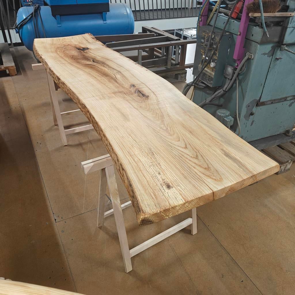 Essen Boomstam Tafelblad - 244x65cm - Gedroogd en behandeld, Doe-het-zelf en Verbouw, Hout en Planken, Ophalen