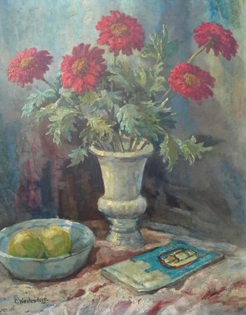 Schilderij Bloemstilleven C.Westendorp 60x75 Begin 20e eeuw, Antiek en Kunst, Kunst | Schilderijen | Klassiek, Ophalen