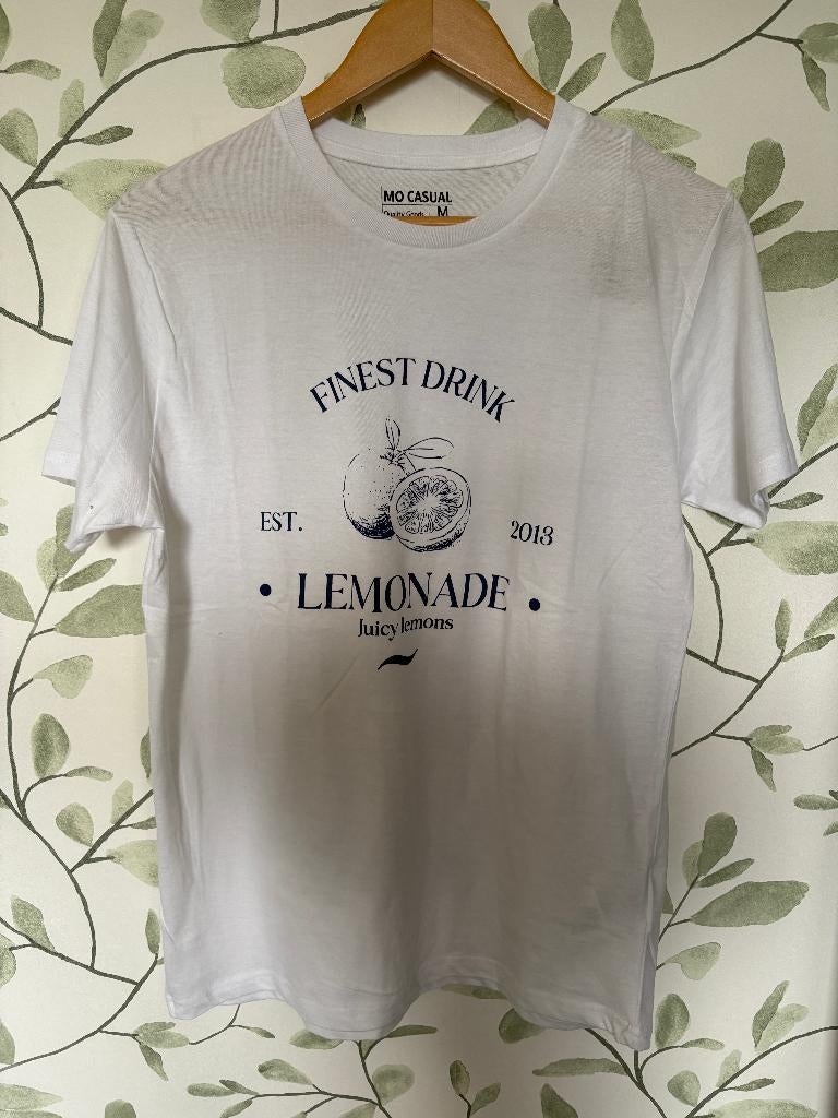 Wit t-shirt Mo casual finest drink lemonade medium, Maat 38/40 (M), Wit, Mo Casual, Nieuw