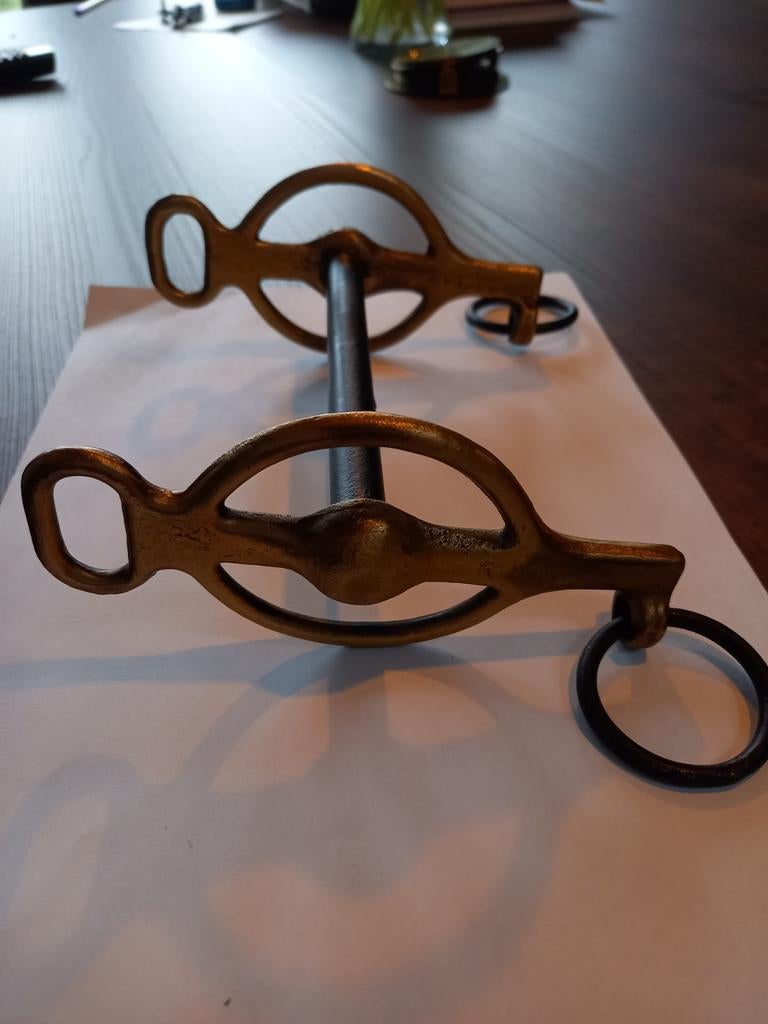 Antiek messing paarden recht men bit + ketting  15 cm, Ophalen of Verzenden, Overige soorten