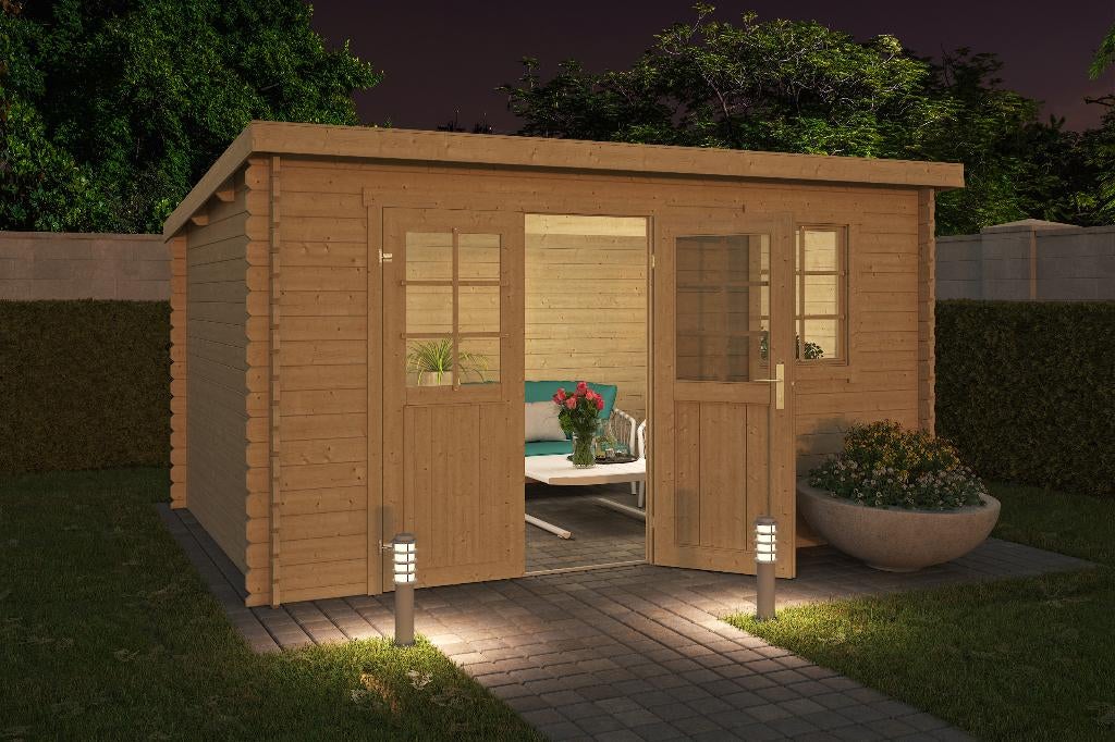 Blokhut Amira 380x275 Onbehandeld vuren, Verzenden, Nieuw