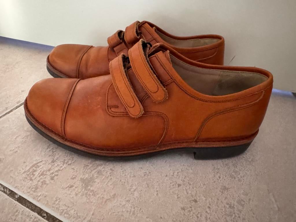 Mooie leren handgemaakte orthopedische schoenen maat 46, Ophalen of Verzenden, Zo goed als nieuw, Bruin