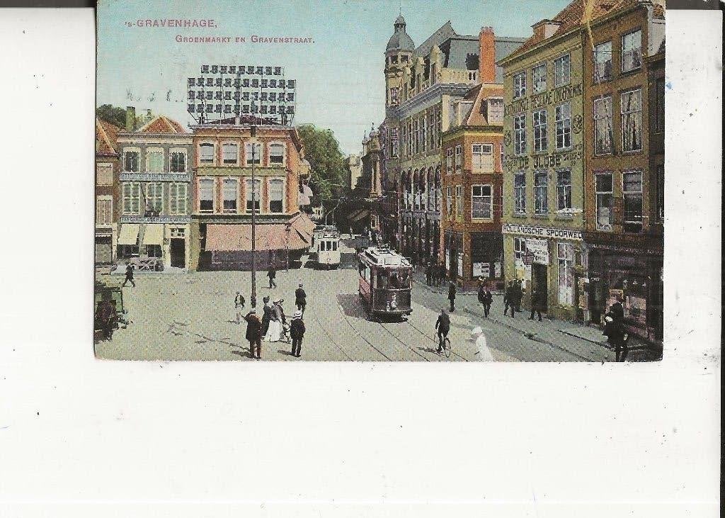 Den Haag Groenmarkt en Gravenstraat met Tram Lijn 5  21-5-15, Ophalen of Verzenden, Voor 1920, Gelopen, Zuid-Holland