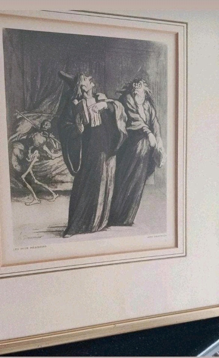 Honoré Daumier - Les Deux Médecins - Lithografie, Origineel, Dagelijks leven, 1800 - 1899, Ophalen of Verzenden