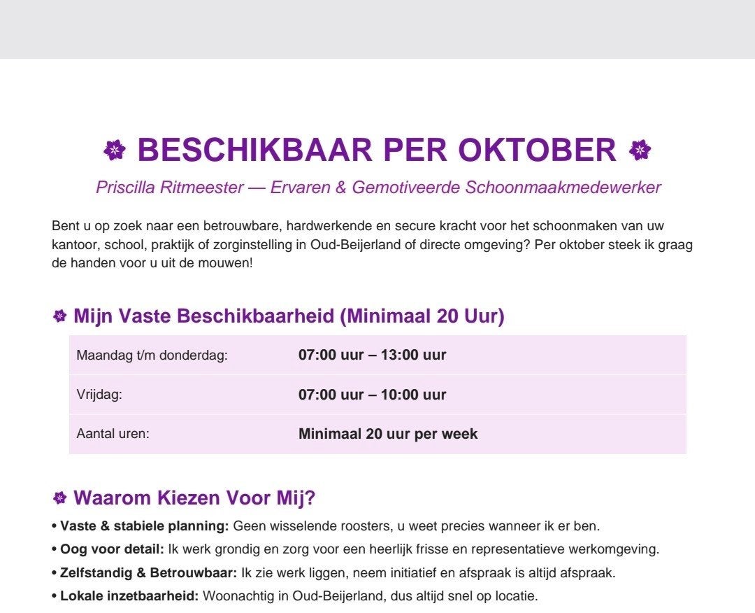 Werk gezocht, Geen rijbewijs, Tot en met 24 uur, Overige branches, Overige vormen