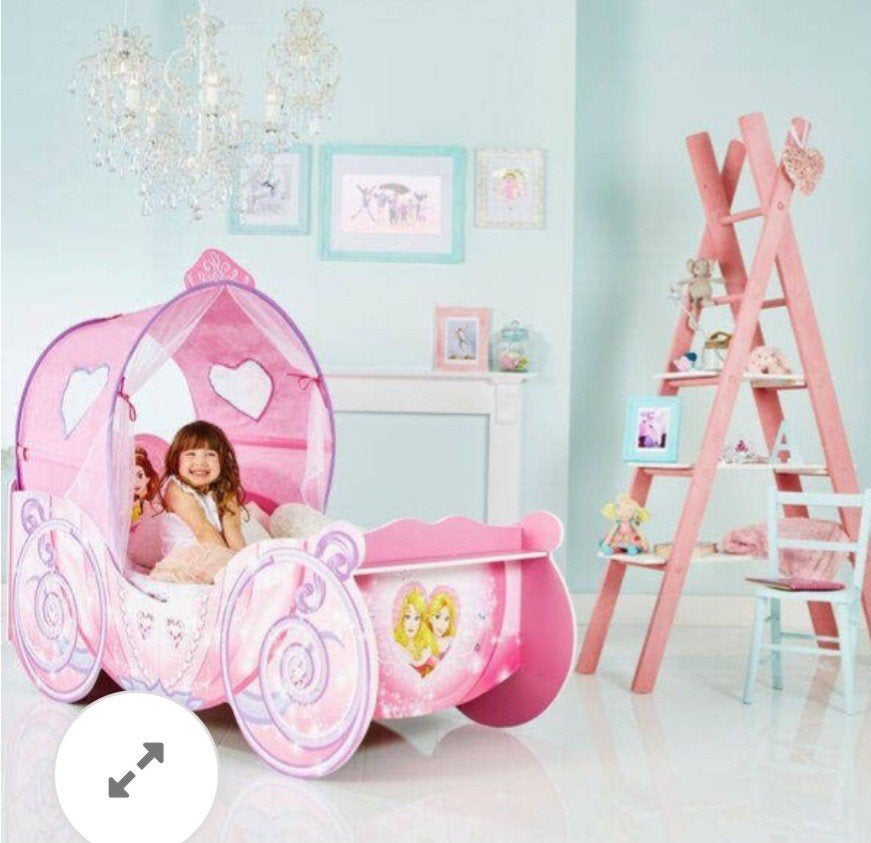 Disney Prinsessen Koets Kinderbed - Roze, Gebruikt, 70 tot 85 cm, 160 tot 180 cm, Ophalen