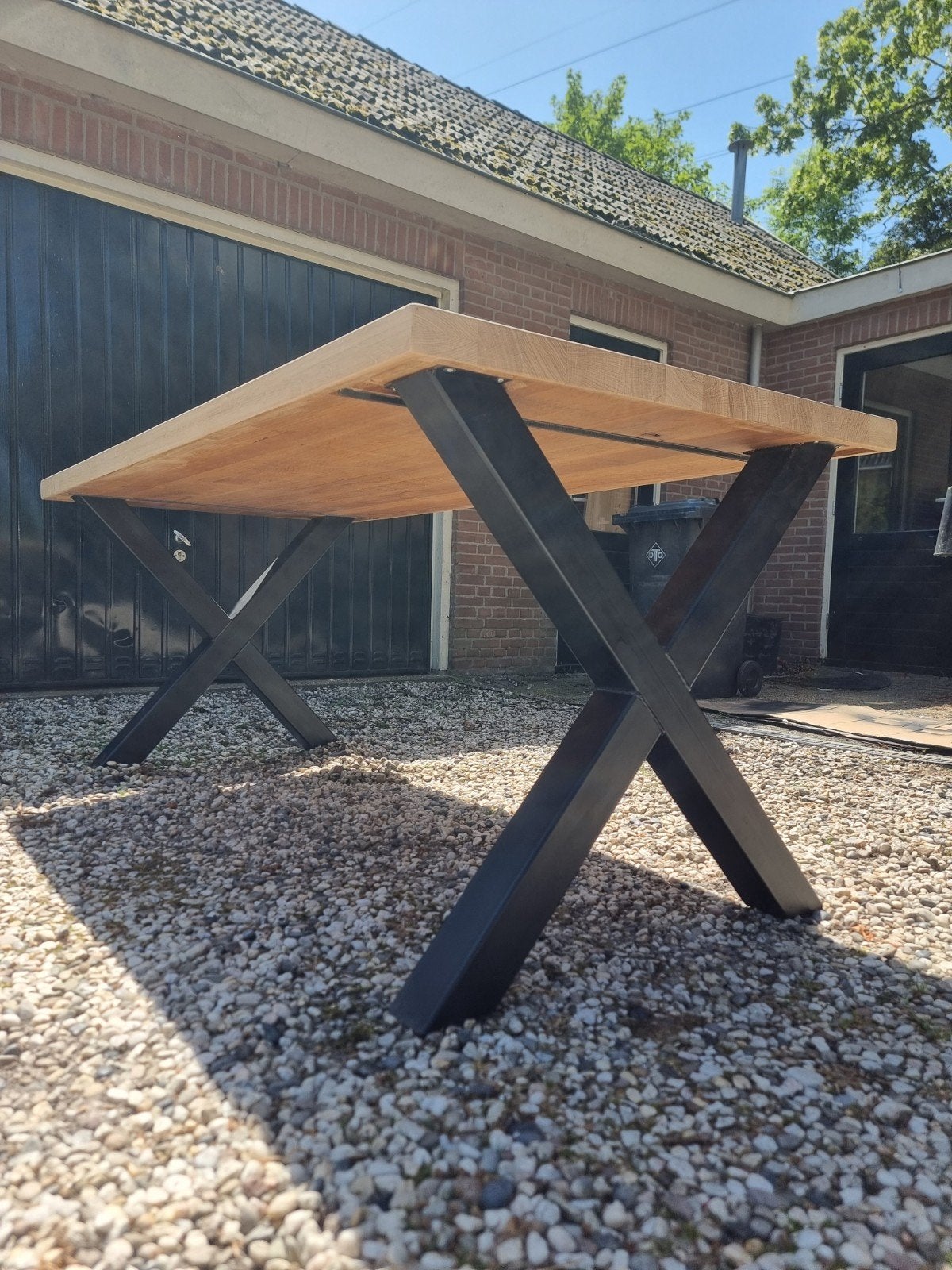Prachtige massief eiken eettafel, Ophalen, Rechthoekig, 200 cm of meer, 50 tot 100 cm