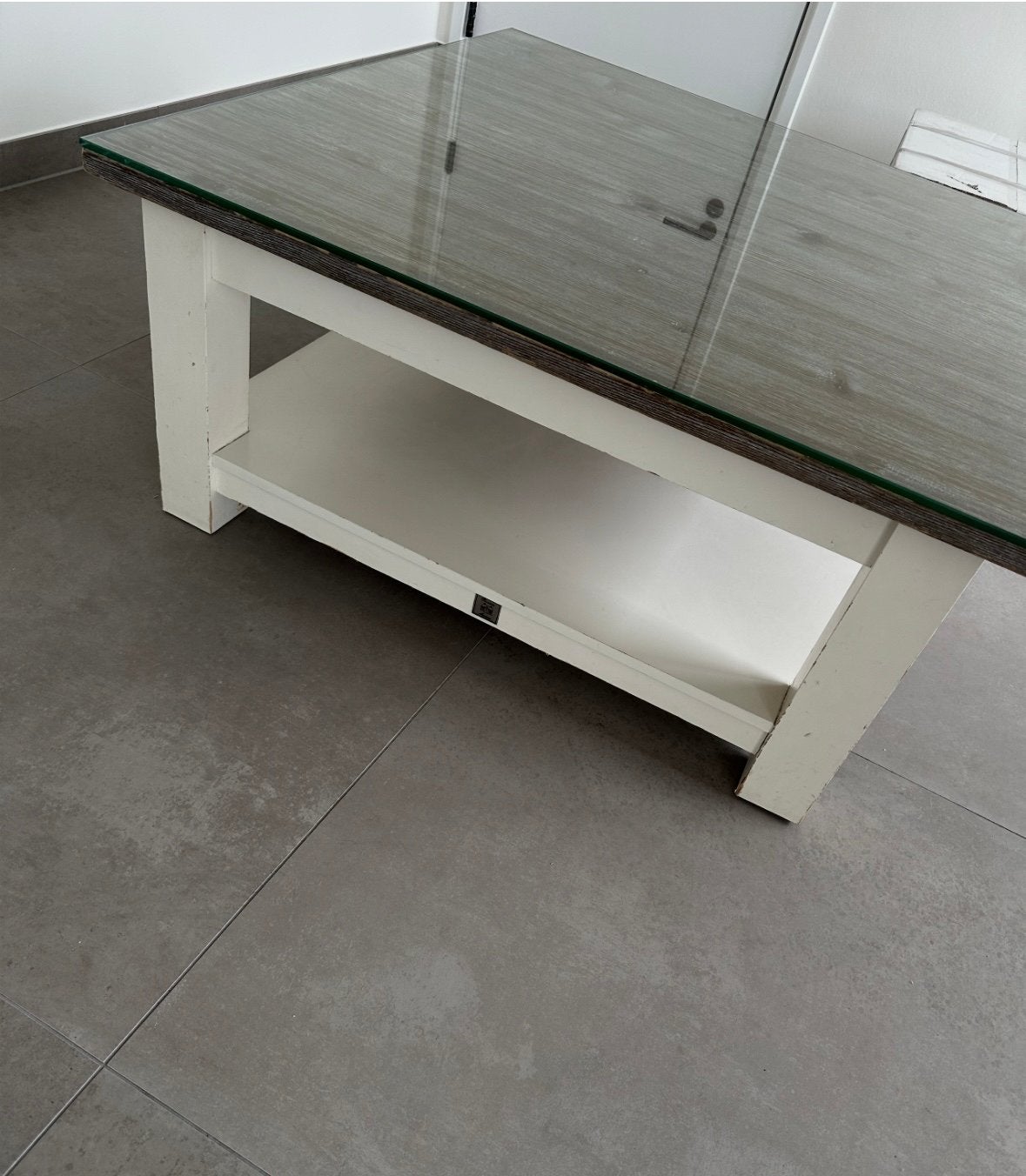 Riviera Maison Salontafel met Glasplaat - Zo goed als nieuw, Gebruikt, 100 tot 150 cm, Vierkant, Glas