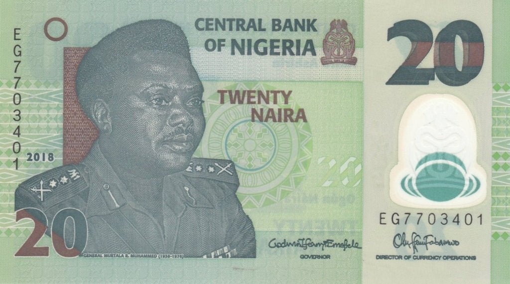 Nigeria bankbiljet 20 Naira 2018, Pick 34n UNC, Ophalen of Verzenden, Nigeria, Los biljet