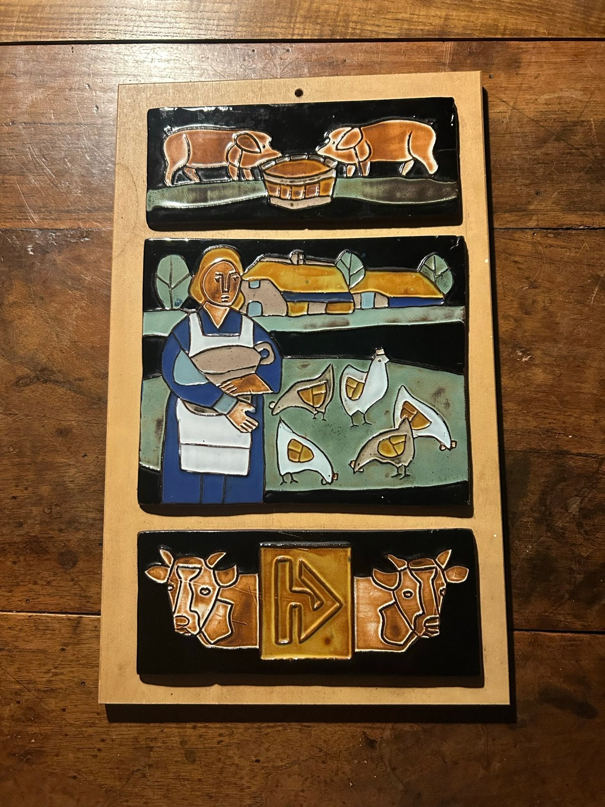 Vintage Tegeltableau met Boerderijtaferelen, Ophalen of Verzenden