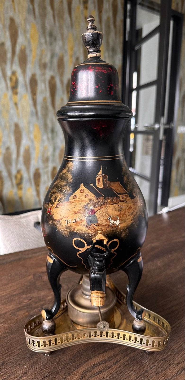 Vintage Edeltin koffie -urne met spiritusbrander, Ophalen of Verzenden