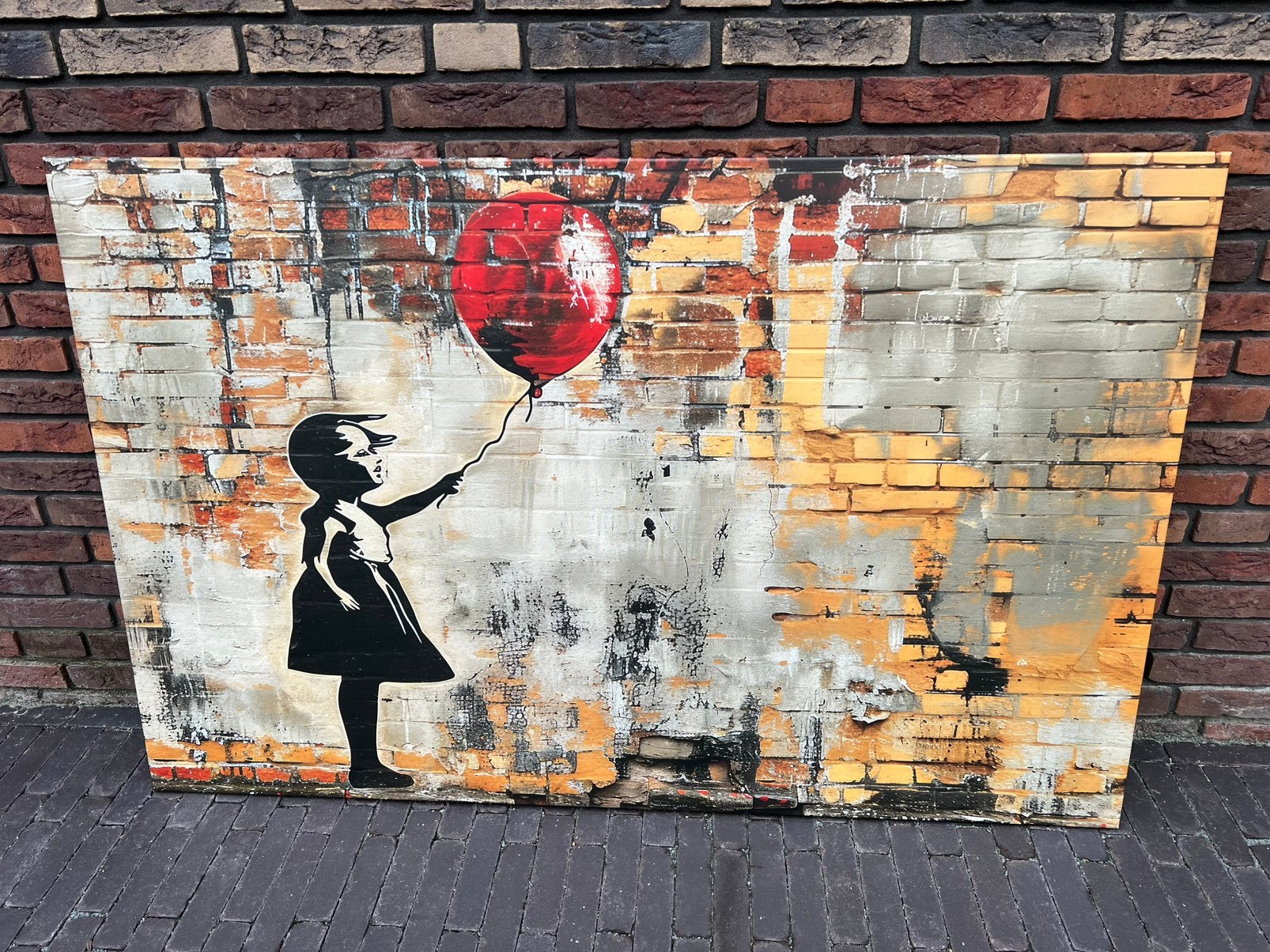 Canvas Banksy xxl €25,- afhaal, Antiek en Kunst, Ophalen