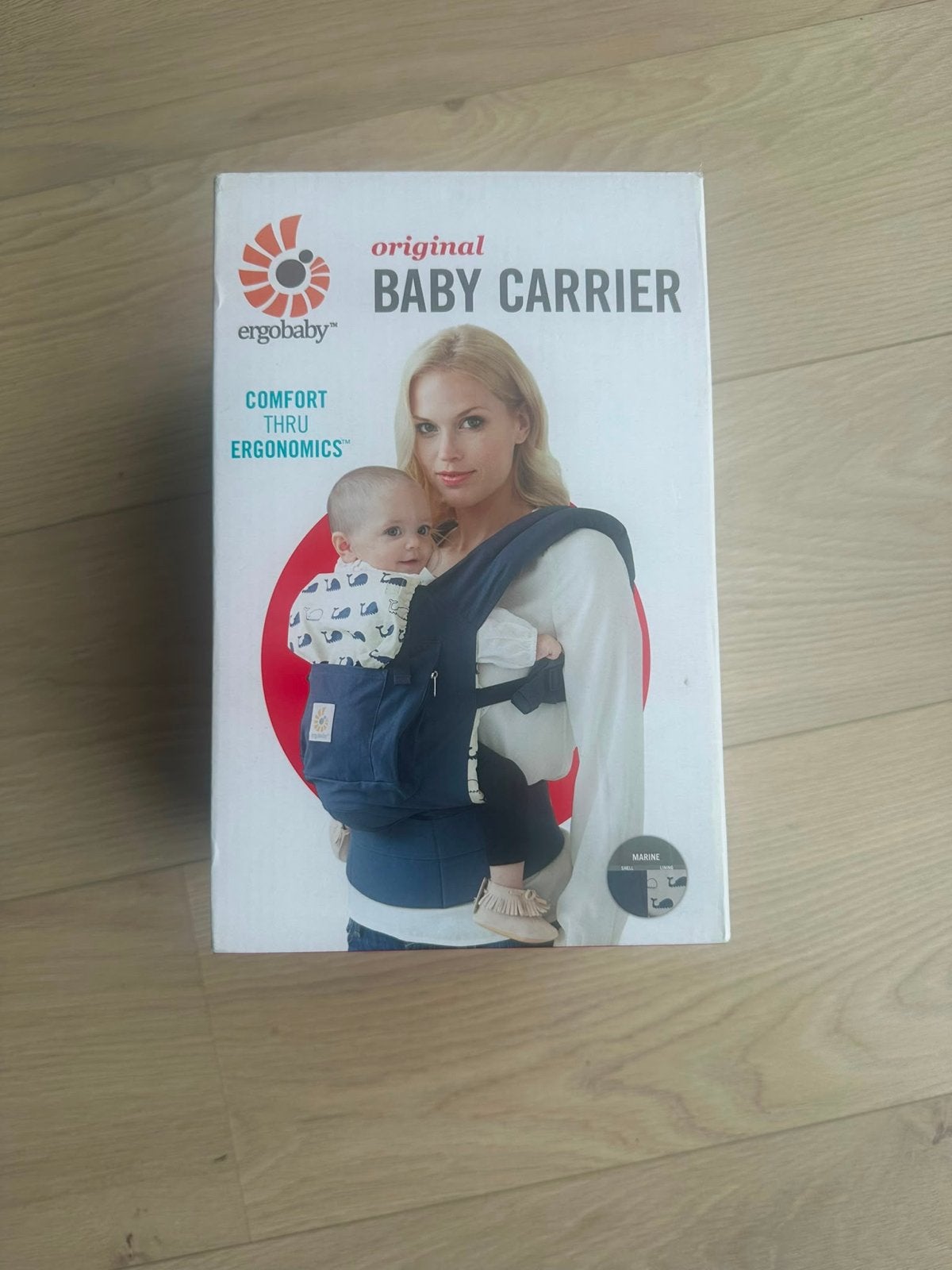 Ergobaby Original Draagzak - Marineblauw met walvissen, Overige merken, Gebruikt, Ophalen of Verzenden, Buik, Rug of Zij