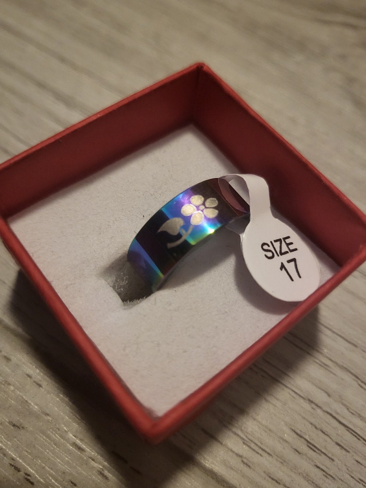 Nieuwe Regenboog Ring Maat 17 met Bloemen Design, Overige kleuren, IJzer of Staal, Nieuw, Ophalen of Verzenden