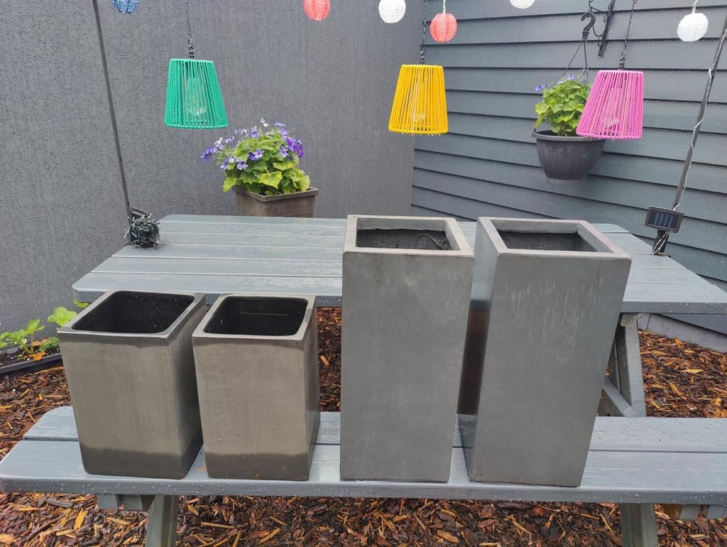 4 buiten bloembakken 50 cm en 32 cm hoog, Ophalen, Kunststof, Balkon, Minder dan 30 cm