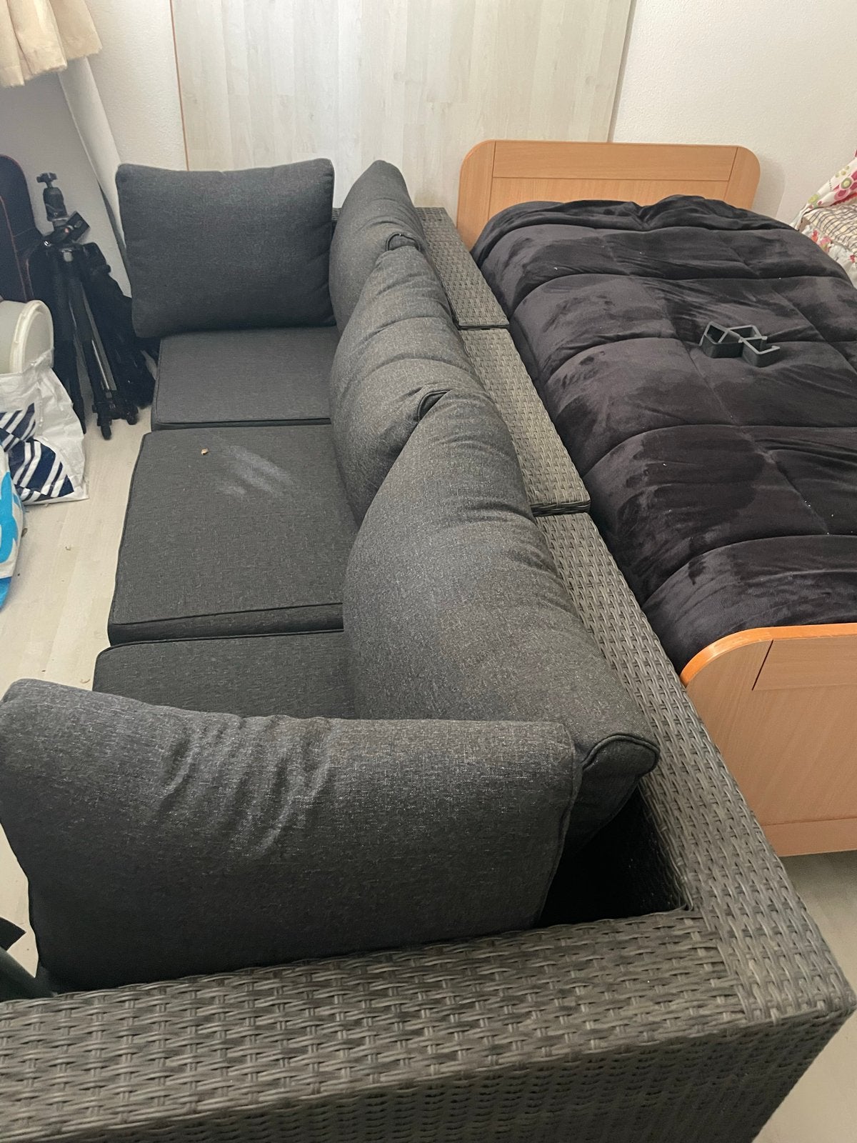 Loungeset met Kussens - Grijs, Ophalen, Gebruikt, 3 zitplaatsen, Loungeset