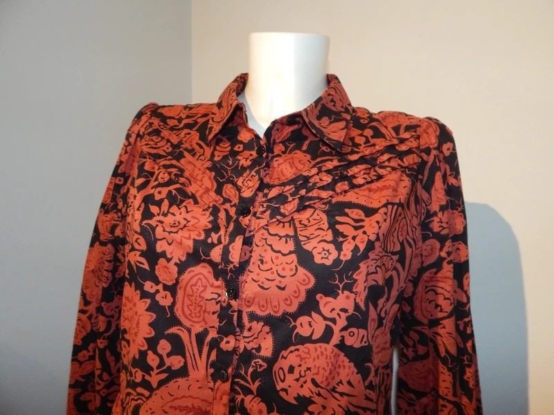 BA&SH mooie jurk in print warme tint knoopjes lijfje 2/M, Maat 38/40 (M), Overige kleuren, Verzenden, Zo goed als nieuw