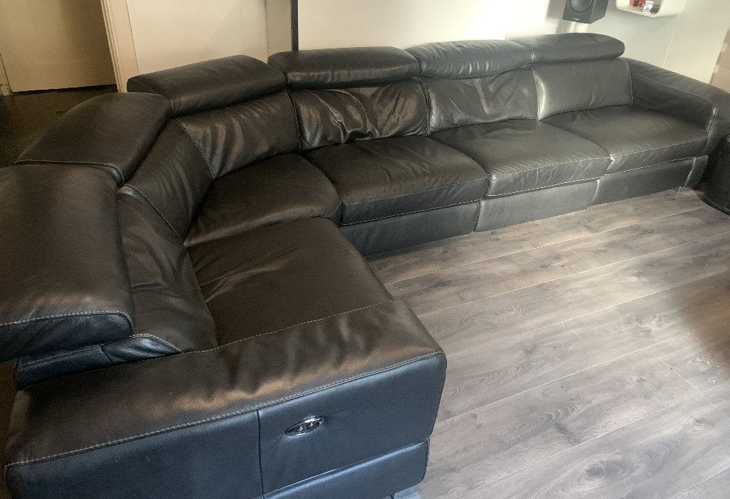 Natuzzi leder hoekbank, Ophalen, Zo goed als nieuw, 200 tot 250 cm, Vierpersoons of meer