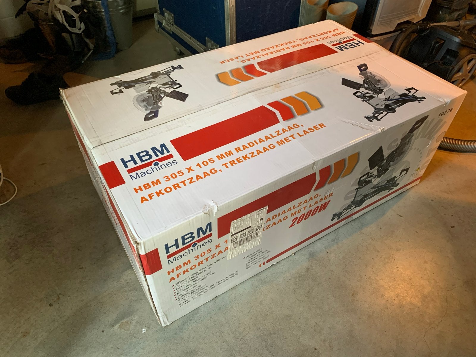 Nieuwe HBM 305 x 105 mm Radiaalzaag, Afkortzaag, met laser, Doe-het-zelf en Verbouw, Ophalen, 70 mm of meer, Nieuw, Afkortzaag