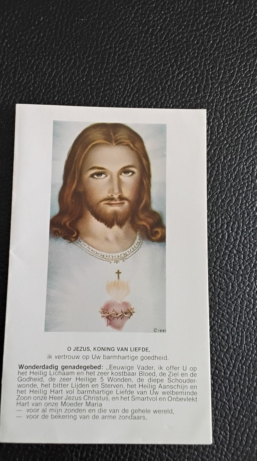 Gebedskaart Jezus Koning van Liefde - Vintage, Antiek en Kunst, Antiek | Religie, Ophalen of Verzenden