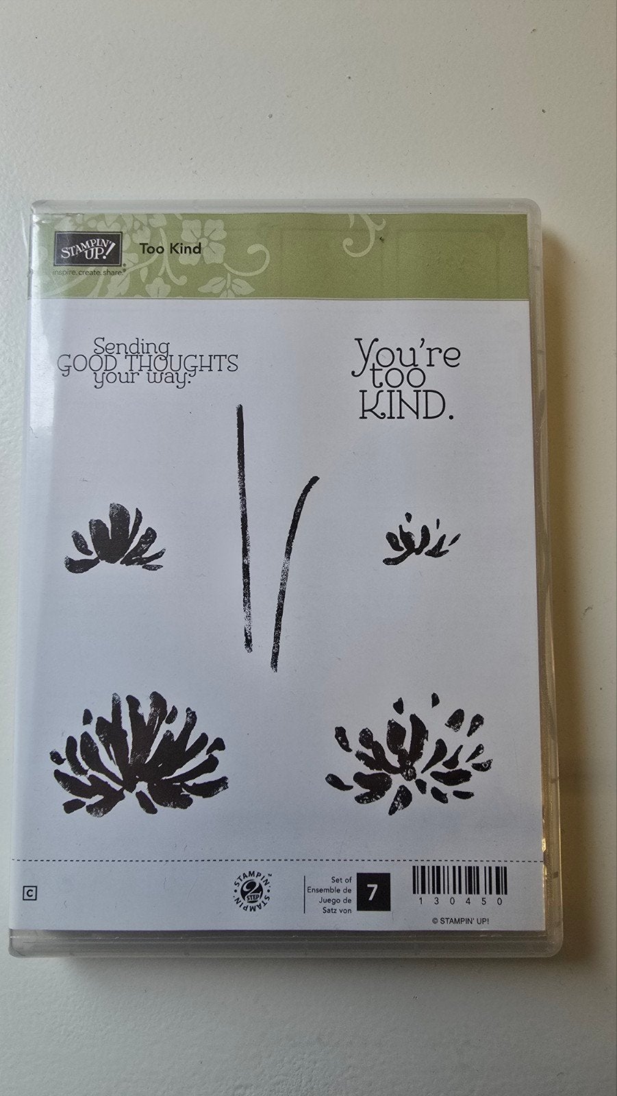Stampin up stempelset too kind, Hobby en Vrije tijd, Ophalen of Verzenden, Gebruikt