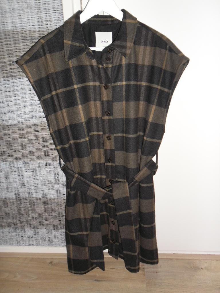 OBJECT Bruin/Grijs Geruite Blouse/Gilet/Spencer Maat 40, Kleding | Dames, Bruin, Object, Nieuw, Ophalen