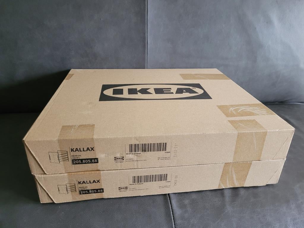 2x IKEA KALLAX Inzet met 4 vakken, grenen (nieuw in doos), Met plank(en), Minder dan 50 cm, Modern, Scandinavisch, Nieuw