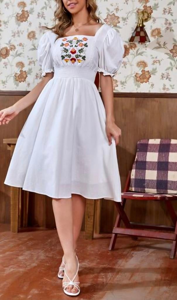 Super leuke witte jurk. Maat 36, Kleding | Dames, Verzenden, Wit, Zo goed als nieuw, Knielengte