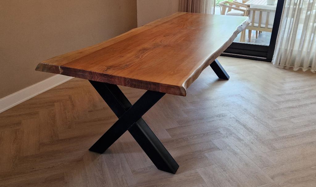 Eettafel (Xabia) Acaciahout 260 x 100 x 78, Huis en Inrichting, Tafels | Eettafels, Ophalen, Gebruikt, 200 cm of meer, 50 tot 100 cm