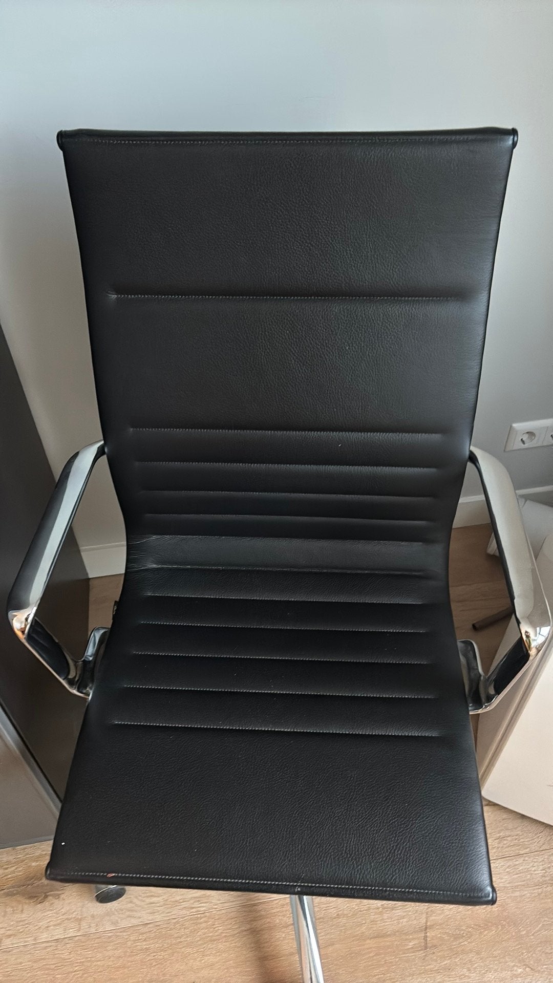 ICF Bureaustoel Zwart Leer - Made in Italy, Ophalen, Gebruikt, Zwart, Bureaustoel