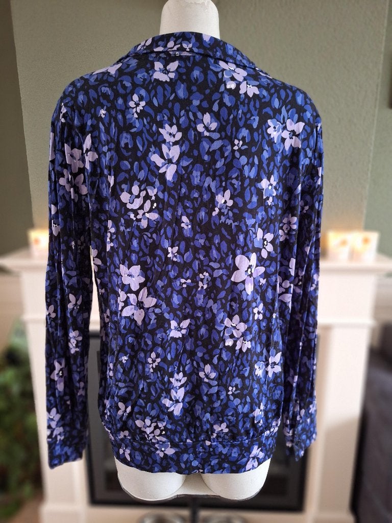 Enjoy paars lila zwarte blauwe top XL valt ruim, Verzenden, Paars, Maat 46/48 (XL) of groter, Enjoy