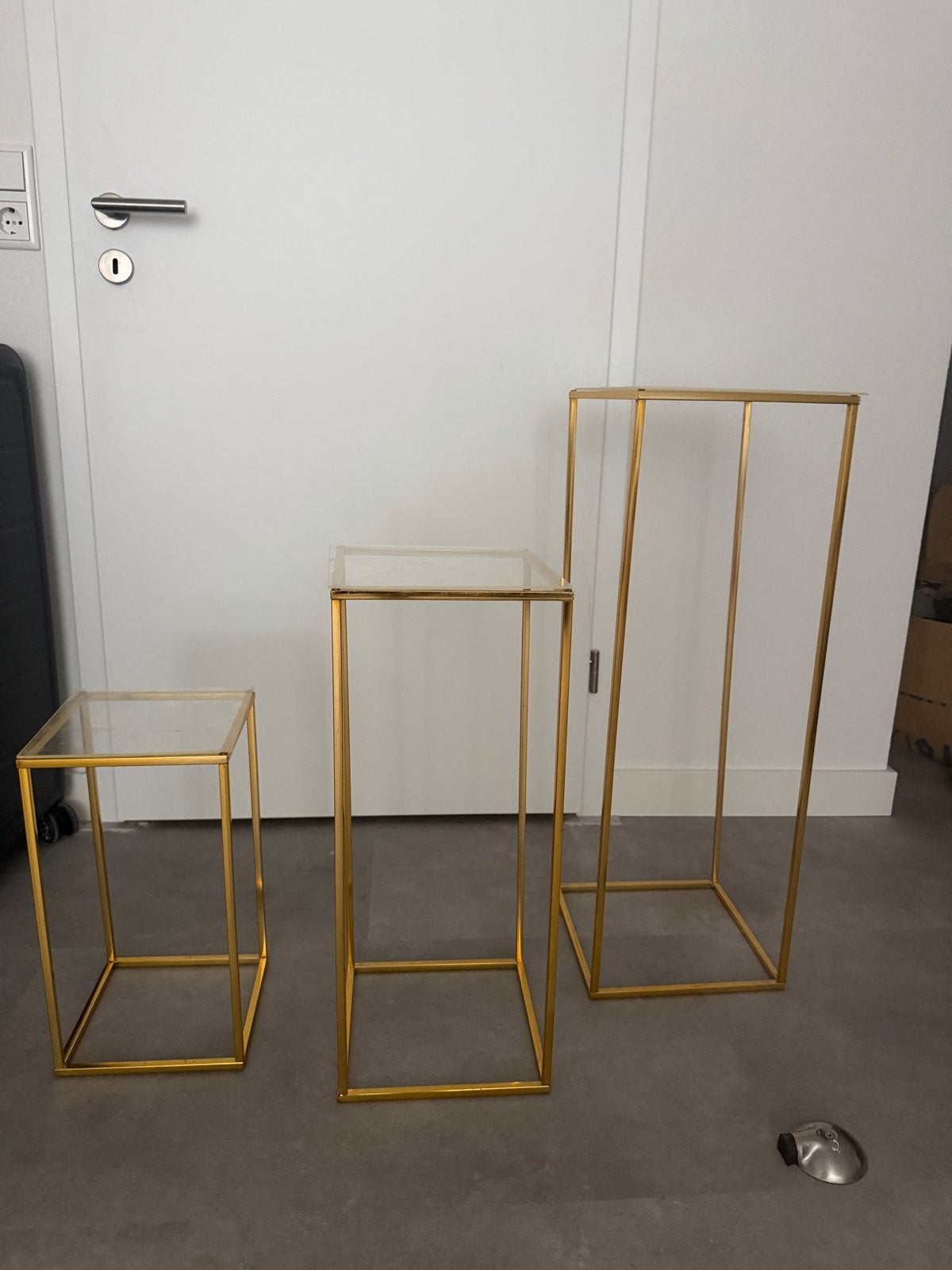 Set van 3 Gouden Metalen zuilen, Minder dan 55 cm, Metaal of Aluminium, Vierkant, Ophalen of Verzenden